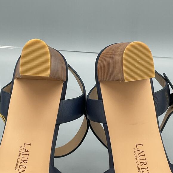 NEW Lauren Ralph Lauren Women’s Soffia Nappa Leather Sandals Navy Size 9.5B - Picture 9 of 10